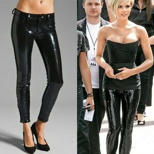 NWT Blank NYC Spray On Sequin Skinny Pants Size 25 Chic Whimsigoth